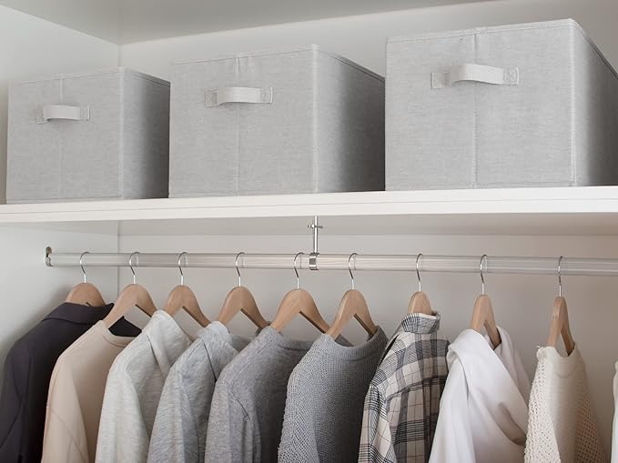 StorageWorks Storage Baskets for Shelves, Foldable Fabric Closet Storage Bins with Handles, Fabric Storage Bins Clothes Organizer, Light Grey, 3-Pack, Extra Large-Ruum Studio Home