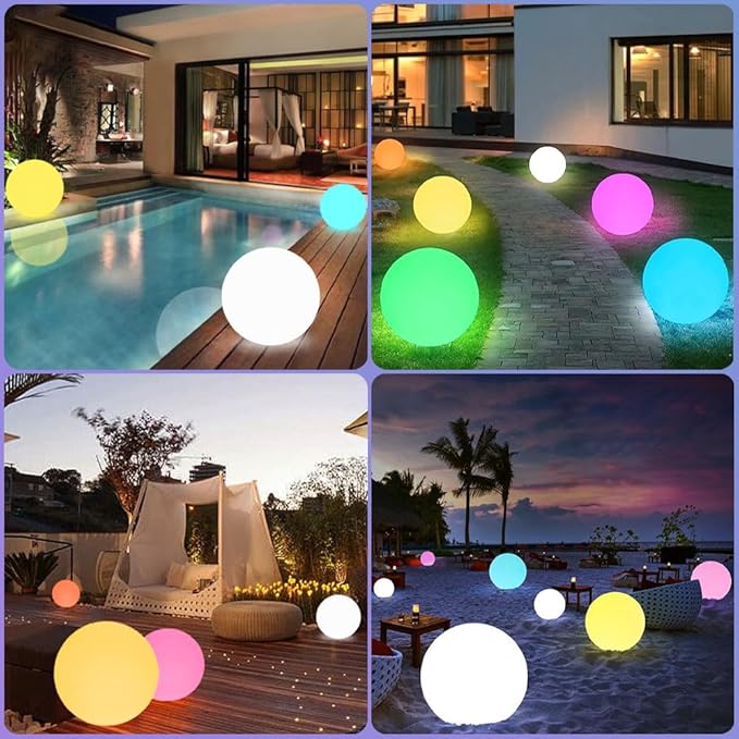 12 Inch Solar Glowing Ball Light Outdoor, Solar Garden Globe Light w/Remote, RGB Color Changing Waterproof Large LED Orb Lights, Landscape Lighting Mood Lamp w/Ground Stake for Patio Yard Lawn Path-Ruum Studio Home
