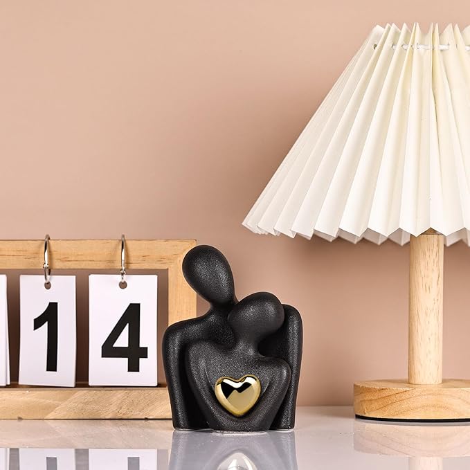 Mini Couple Statue Tv Stand Decor Items for Living Room,Bedroom Decor for Couples Sculpture Knick Knacks for Shelves,Gold Gifts for Valentine Anniversary Birthday,4.72in Show Pieces for Home Decor-Ruum Studio Home