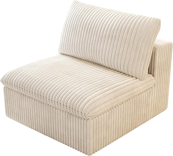Ottoman, Modular Sectional Sofa,Cushion Covers Removable, Minimalist Couch for Modern Living Room Sofa Sets for Office House,Bedroom and Apartment,No Assembly Required,White-Ruum Studio Home