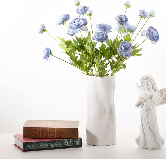Artificial Silk Flowers Ranunculus Fake Flower 5 Pcs,Suitable for core Decoration,Wedding Floral Creation,Flower Arrangement DIY Project,Interior Decor（Blue）-Ruum Studio Home