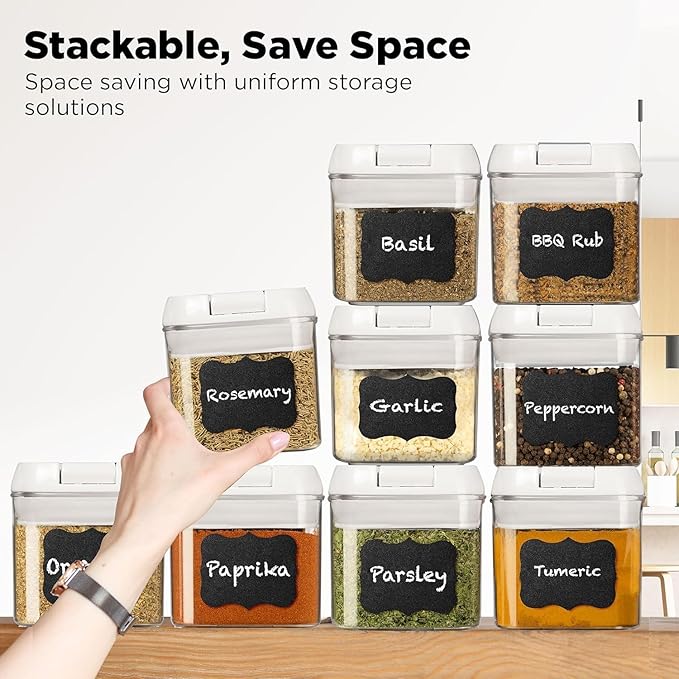 Shazo 9 PC Airtight Food Storage Containers - BPA Free Clear Plastic Snack & Spice Containers with Easy Lock Lids - Kitchen and Pantry Organization for Herbs, Coffee, Tea - 0.5L / 2.1 Cups-Ruum Studio Home
