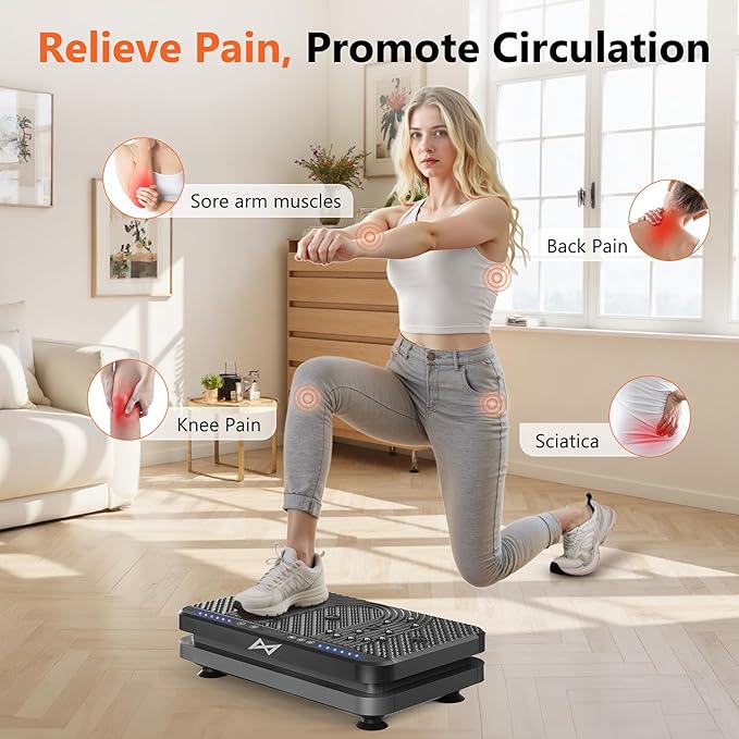 AXV Vibration Plate Fitness Platform Exercise Machine Vibrating Lymphatic Drainage Shaking Full Body Shaker Workout Vibrate Stand Shake Board Sport Gym for Weight Loss Fat Burner for Women Men-Ruum Studio Home