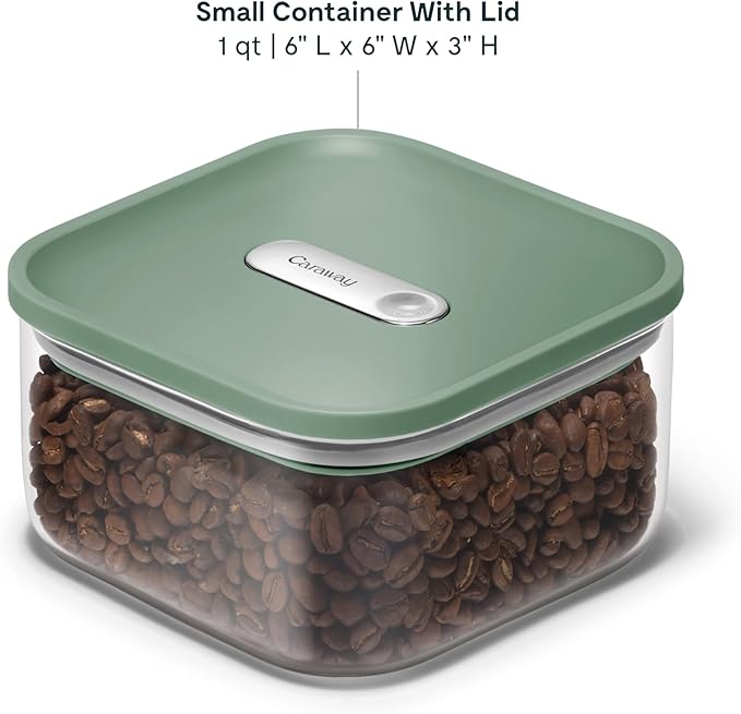 Caraway 1qt Glass Airtight Food Storage Container with Lid – Non-Toxic, BPA-Free Kitchen Storage Container – Stackable, Space-Saving Airtight Container for Dry Goods and More - Sage-Ruum Studio Home
