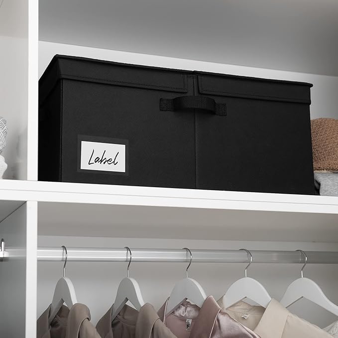 GRANNY SAYS Fabric Storage Bin with Lid, Linen Closet Organizers and Storage Baskets, Large Storage Box, Clothes Bins for Closet Organizing, Jumbo, Black, 1-Pack-Ruum Studio Home