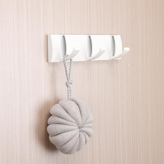 Folding Coat Hooks, Wall Mounted Coat Rack with 3 Retractable Hooks, Heavy Duty Towel Rack for Bathroom Wall Hook for Hanging Clothes Bathrobe, Stainless Steel Coat Hanger for Entryway(White)-Ruum Studio Home