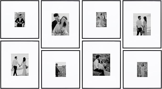 Camden Reed Arcadia 8 Piece Oversized Gallery Wall Frame, 16x20 and 16x16 Inch Matted Frames for Featuring 8x10 and 5x7 Inch Photographs or Art Prints, Black Finish-Ruum Studio Home