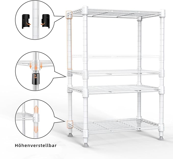 450 lbs Wire Storage Shelving 3-Tier Utility Shelving Unit Steel Organizer Wire Rack for Home,Kitchen,Office,White (11.8" D x 17.7" W x 26.4" H)-Ruum Studio Home
