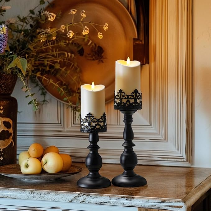 Homemory 6"x3" Outdoor Waterproof Flameless Candles, LED Candles, Battery Operated Candles with Remote and Timers, Electric Fake Plastic Pillar Candles, Ivory White, Set of 2-Ruum Studio Home