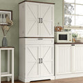 72'' Kitchen Storage Pantry Cabinet, Tall Storage Cabinet with 8 Door Shelves, 2 Cabinets and 1 Drawer, Freestanding Cupboard for Kitchen, Dining Room, Bathroom, Laundry, Off White-Ruum Studio Home