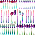 40 Pcs Rainbow Silverware Set for 8, Food Grade Stainless Steel Flatware Set, Eating Utensils Sets Include Fork/Knife/Spoon,Home Kitchen Tableware Set, Reusable Cutlery Set, Dishwasher Safe-Ruum Studio Home