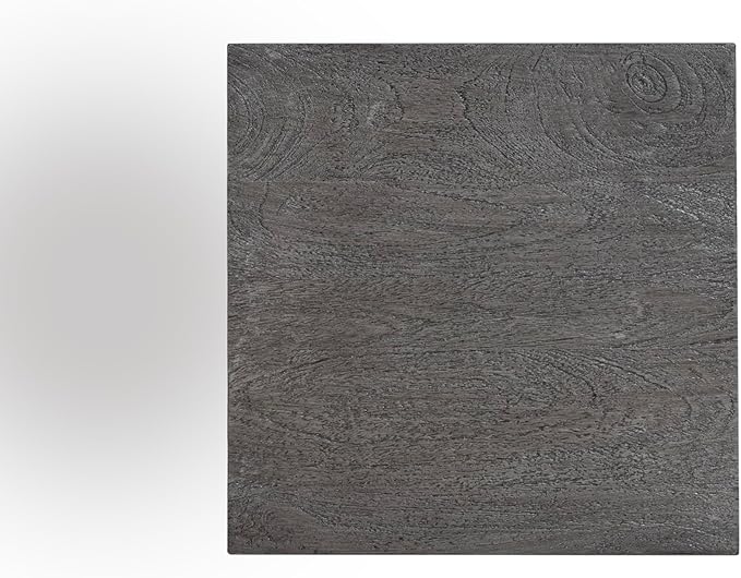 Modern Hand Made One-of-a-Kind Carved Mango Wood End Table, Farmhouse Side Table,Farmhouse End Table,Living Room,Bedroom, Accent Table, Contemporary Architectural Designed Grey,Assembled-Ruum Studio Home