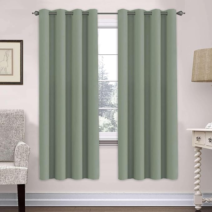 H.VERSAILTEX Ultra Soft Microfiber Thermal Insulated Antique Copper Grommet Blackout Curtains/Window Treatment Draperies 52 by 72 - Inch for Living Room/Bedroom, Set of 2 - Cyan-Ruum Studio Home