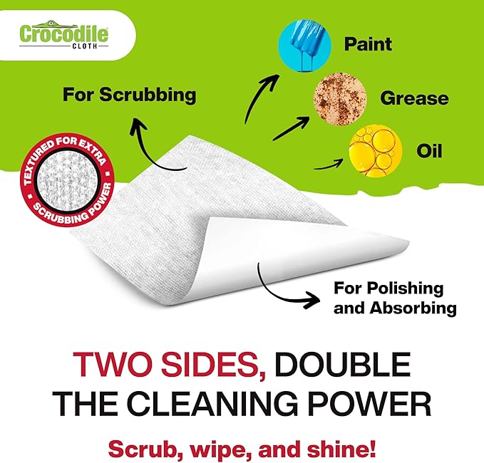 Crocodile Cloth PowerScrub - 80 Dual Surfaced Cloths, 10in X 15in. Large, Moist, Absorbent and Disposable Cleaning Cloths. Safe on Skin and Multiple Surfaces. (6500-080)-Ruum Studio Home