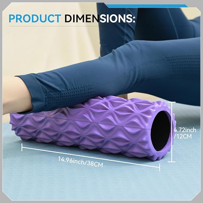 Foam Roller - 15 inch Deep Tissue Massager for Muscle Massage, Myofascial Trigger Point Release, Exercise, Yoga, Pilates & Stretching(Purple)-Ruum Studio Home