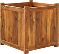 IDZO Acacia Wood Flower Planter Box for Outdoor Plants, 1pc Wooden Raised Garden Bed with Handles, Drainage Holes, Ideal for Garden and Home Décor, Light Cherry-Ruum Studio Home