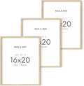 HAUS AND HUES Beige Wood Oak 16x20 Picture Frame, Set of 3 - Modern Wood Wall Art Display - Lightweight 16x20 Frame Set of 3 for Art Prints, Photos, Posters - Ready-to-Hang Vertically & Horizontally-Ruum Studio Home