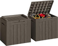 JUMMICO 31 Gallon Resin Deck Box Waterproof Indoor Outdoor Storage Boxes for Patio Furniture Cushions and Garden Tools (Brown, 31gallon-2 Packs)-Ruum Studio Home