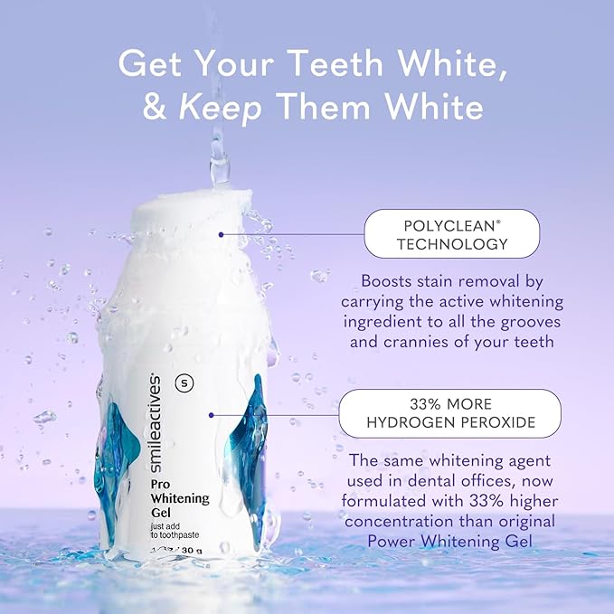 Smileactives Teeth Whitening Gel for Toothpaste with Clinical-Grade Hydrogen Peroxide, Tooth Stain Remover for White Teeth, Dentist Quality Pro Whitening Gel to Remove Stains, 90 Day, 3.8 oz Bottle-Ruum Studio Home