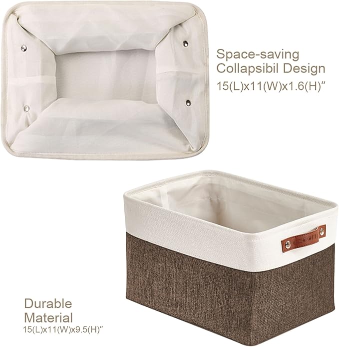 DECOMOMO Storage Bins Fabric Storage Baskets for Shelves, Linen Closet Organization Toys Nursery (Brown and White, Large - 4 Pack)-Ruum Studio Home