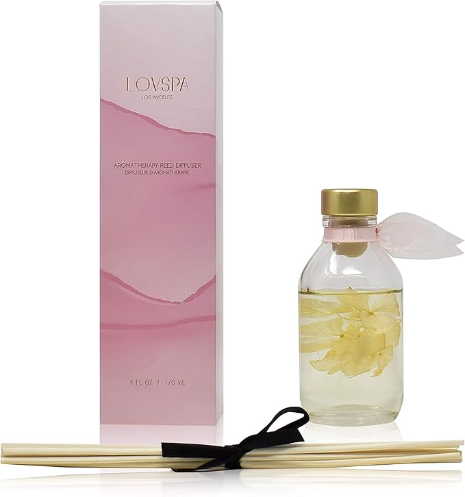 LOVSPA Reed Diffuser Set, Soothe Tahitian Vanilla Bean Scented Oil Diffuser with Sticks, Home Fragrance Accessories for Bathroom Shelf Decor, Aroma Diffusers for Home or Office Fall Decor, USA Made-Ruum Studio Home
