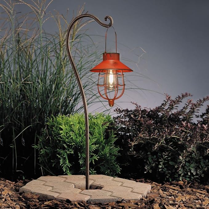 YAKii 2 Pack Solar Lantern Hanging Waterproof Outdoor Metal Solar Lamp with Warm White Light Decorate for Yard Garden Pathway Patio Porch Decor (Red)-Ruum Studio Home