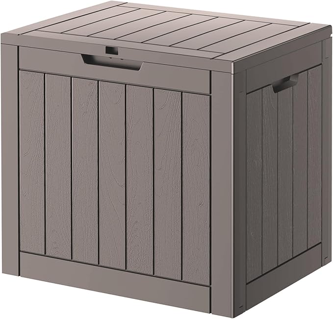32 Gallon Deck Box Lockable Resin Indoor Outdoor Storage Box waterproof Outdoor Container for Patio Furniture, Pool Accessories, Cushions, Garden Tools, Sports Equipment-Ruum Studio Home