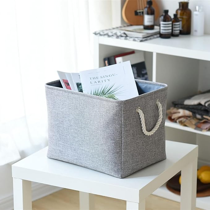 TcaFmac Organization and Storage Basket for Organizing - Large 2 Pack 16x12x12 inch Fabric Storage Cubes, Collapsible Storage Bins for Shelves Closet Gift Cloth Toy Books Baby (Grey)-Ruum Studio Home