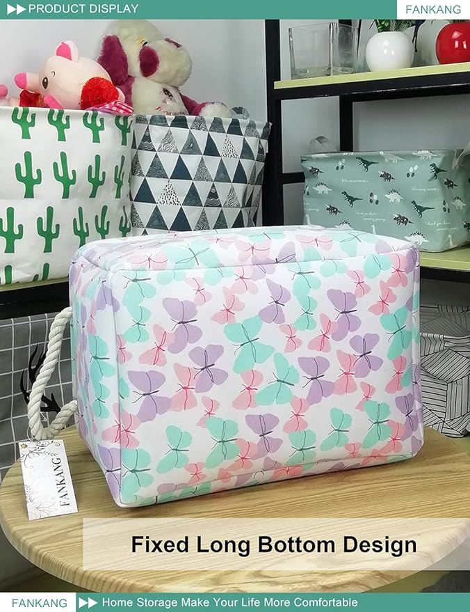 FANKANG Rectangular Laundry Basket Nursery Storage Fabric Storage Bin Storage Hamper,Gift Baskets (Butterfly)-Ruum Studio Home
