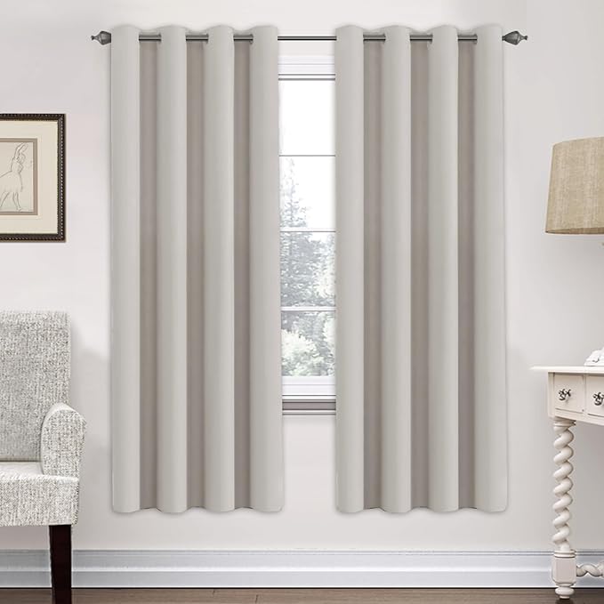 H.VERSAILTEX Premium Blackout Thermal Insulated Room Darkening Curtains for Bedroom/Living Room - Classic Grommet Top (2 Panels, Stone, 52 Inch by 72 Inch)-Ruum Studio Home