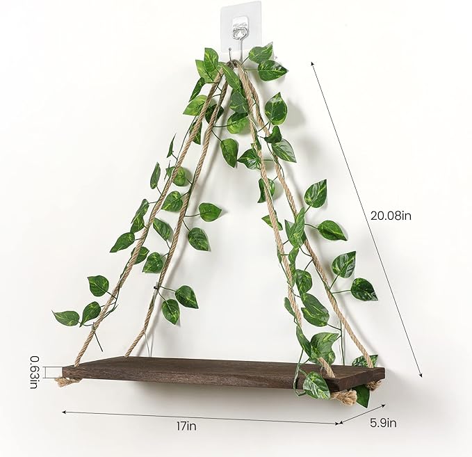 Floating Shelves for Wall,Plant Wall Decor,Hanging Shelf,Cottage Core Decor,Room Decor Aesthetic,Boho Room,Adhesive Shelves,Floating Shelves for No Drilling,Two-Piece Set(Green Leaf)-Ruum Studio Home