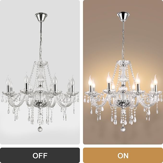Modern Elegant 15 Lights K9 Crystal Glass Chandelier Pendant Ceiling Lighting European Style for Dining Living Room Bedroom Transparent,15 E12 Bulbs Required-Ruum Studio Home