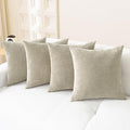 CaliTime Throw Pillow Covers Decorative 18 X 18 Inches Pack of 4 Cozy Chenille Cushion Cases for Couch Sofa Bed Living Room Home Light Taupe-Ruum Studio Home
