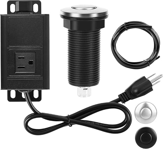 Air Switch Kit for Garbage Disposal, UL Listed Sink Top Air Switch for Food Waste Disposal, 3.58” Extra Long Air Button (Brushed Stainless Steel)-Ruum Studio Home