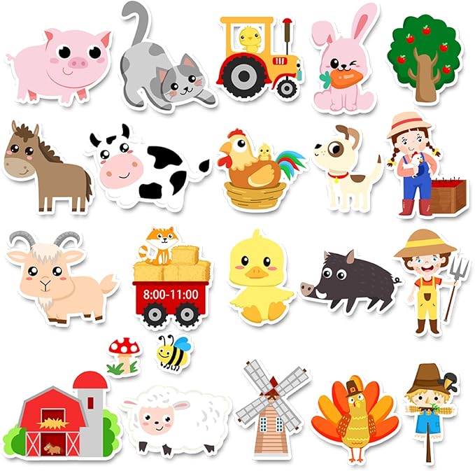 Brand Farm Animal Gel Clings Stickers for Kids, 21PCS Reusable Decals, Wall, Car, Window Decorations, Classroom, Home, Nursery, Party Supplies-Ruum Studio Home