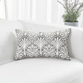 HWY 50 Grey Gray Decorative Lumbar Pillow Cover Rectangle 12x20 Inch (1 Piece), Embroidered Cotton Farmhouse Cushion Cover Pillow Case for Sofa Couch Living Room Bed, Minimalist Floral-Ruum Studio Home