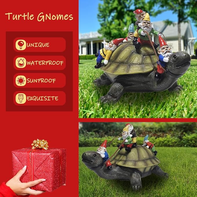 Sunthus Garden Gnome Turtle Statues Yard Art Resin Figurine Decorations Outdoor Garden Décor-Ruum Studio Home