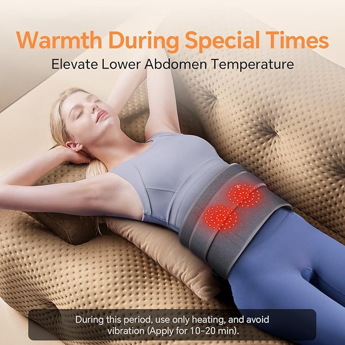 Heating Pad for Back, Lumbar Massager, Heated Waist Belt Wrap, Lower Back Pad with Heat Vibration 3 Levels Adjustable, 180 mins Battery, Cordless Portable, Touchscreen Control-Ruum Studio Home