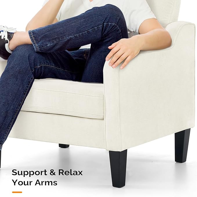 VINGLI Mid Century Modern Accent Chairs Set of 2, Comfy Armchair Chenille Sofa Upholstered Side Reading Chair for Living Room, Bedroom, Play Room, Apartment, Office-Ruum Studio Home