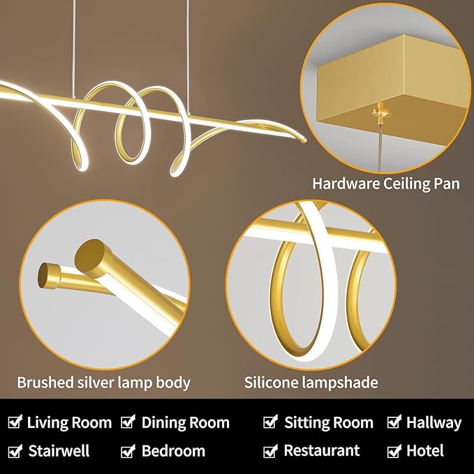 Modern Chandelier, Dimmable LED Pendant Light, Ring Chandelier for Living Room, Dining Room, Kitchen, Bedroom-Ruum Studio Home