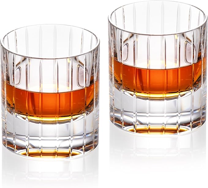 KAMMAK Crystal Whiskey Glasses Set of 2, Handcrafted 6.43oz Old Fashioned Glasses Stemless, Luxury Hand Blown Cocktail Glasses, Scotch Cup for Women, Men Gift for Bourbon Barware, Home Bar-Ruum Studio Home