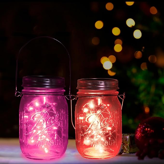 ZNYCYE Mason Jar Solar Lights for Outside, 12 Pack 30LED Fairy Firefly Lights Mason Jar Solar Lids Outdoor Waterproof String Lights with Hangers(NO Jars) for Patio Garden Yard Lawn Decor(6 Colors)-Ruum Studio Home