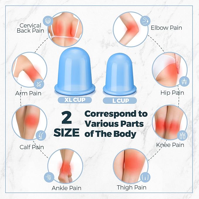 TrelaCo 12 Pcs 2 Size Cupping Therapy Set Silicone Anti Cellulite Cupping Kit for Massage Therapy Cupping Therapy Set Vacuum Suction Cup for Arthritis Relief, Pain Reduction Adults Home Use(Blue)-Ruum Studio Home