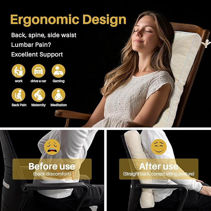 YZ HOME Rocking Chair Cushion, Set of Thicken Seat & Back Chair Cushions with Memory Foam, Non-Slip Chair Pad with Ties for for Indoor&Outdoor Rocker, Beige, 22x17x5/17x17x5-Ruum Studio Home