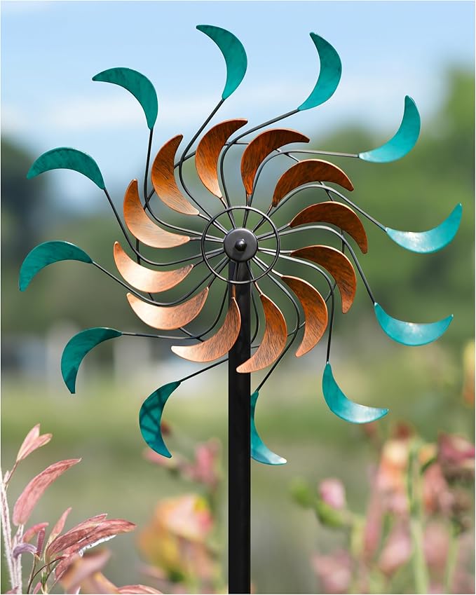 Wind Spinners Outdoor - Metal Windmill for Yard and Garden, Kinetic Wind Sculptures with Stake, Ideal Artistic Decor Gift (13'' W x 54'' H)-Ruum Studio Home