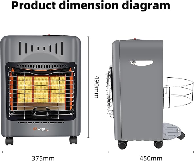 Propane Heater18000 BTU,Outdoor Heater with ODS Tip-over Protection, Propane Radiant Heater with Gas Regulator Hose for Patio,Garage,Camping Up to 450 Sq. Ft-Ruum Studio Home