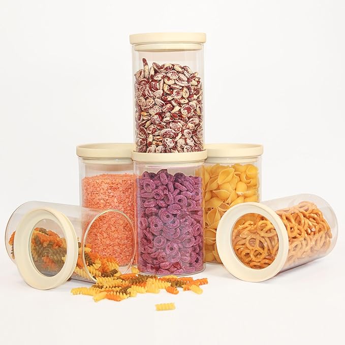 Urban Green Glass Food Storage Jar with Glass Lid, Food Canister Set with Airtight Lids, Pantry Jar for Kitchen Organization. Food Storage Container Set in 6 pack of 26oz-Ruum Studio Home