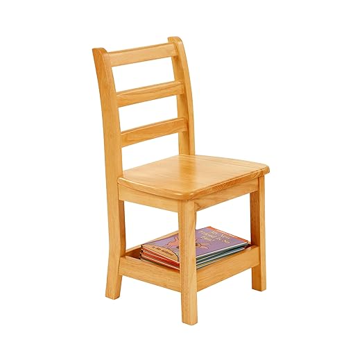 ECR4Kids Three Rung Ladderback Chair with Storage, 14in Seat Height, Classroom Seating, Honey, 2-Pack-Ruum Studio Home