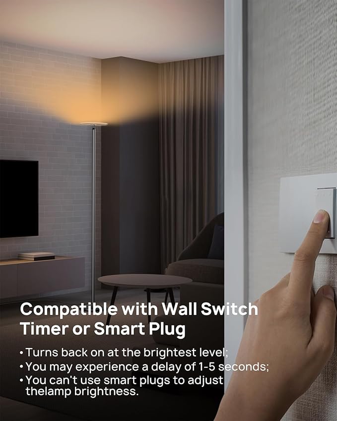 TROND Floor Lamp, 5000LM Super Bright Sky LED Modern Torchiere Standing Lamp, 3000K Warm White Light, 5-Level Dimmable, Modular 71 in Tall Pole Light, 30-Minute Timer for Living Room, Bed Room-Ruum Studio Home