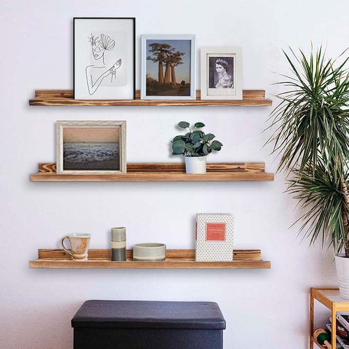 AZSKY Large Floating Shelves 36 Inch Wood Wall Mounted Set of 3 Floating Bookshelf Long Wooden Picture Ledge Shelf for Home Decoration-Ruum Studio Home